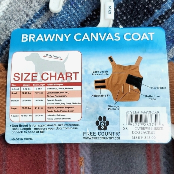 Dog Coat XS, Reversible - Canvas/Flannel - Picture 4 of 5